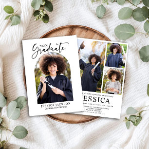 Modern Script 20XX Graduate 4 Photo Invitation