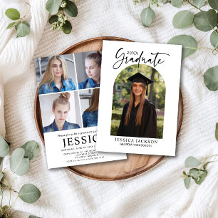 Modern Script 20XX Graduate 5 Photo  Invitation