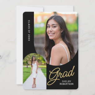 Modern Script 2 Arched Photos Graduation Announcement
