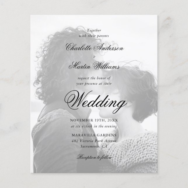 Modern Script 2 Photo Budget Wedding Invitation (Front)