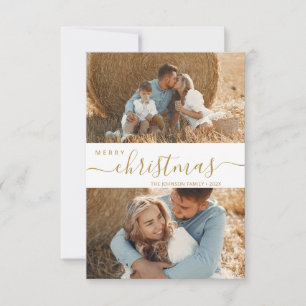 Modern Script 2 Photo Collage Christmas Card