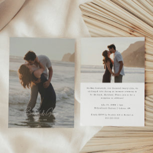 Modern Script 2-Photo Elopement Wedding Reception Invitation
