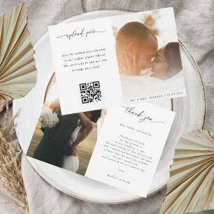 Modern Script 2 Photo Gallery QR Code Wedding Thank You Card