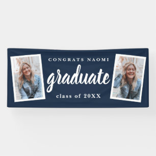 Modern Script 2 Photo Graduation Party Banner