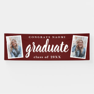 Modern Script 2 Photo Graduation Party Banner