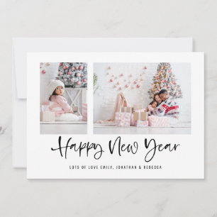 Modern Script 2 Photo Happy New Year 2027 Calendar Holiday Card