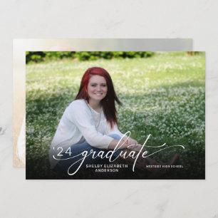 Modern Script 2 Photo Horizontal Graduation Invitation