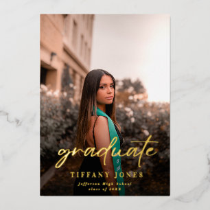 Modern Script 2 Photos Graduation  Announcement