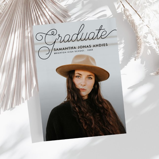 Modern Script 2 Photos Graduation Announcement (Creator Uploaded)