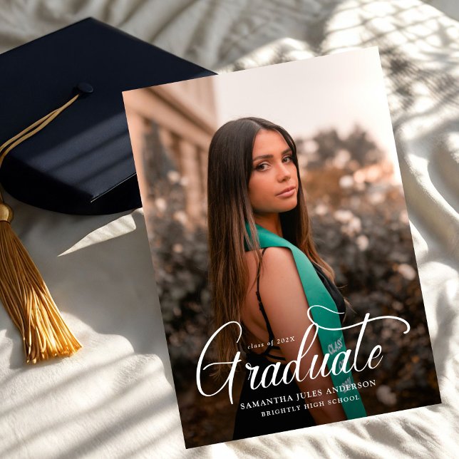 Modern Script 2 Photos Graduation Party Invitation (Creator Uploaded)