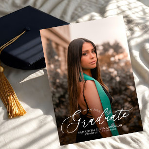 Modern Script 2 Photos Graduation Party Invitation
