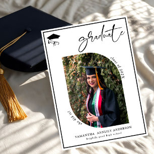 Modern Script 2 Photos Graduation Party Invitation