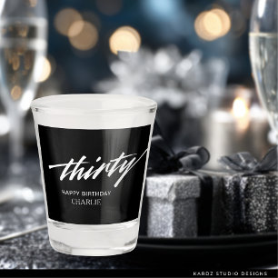 Modern Script 30th Birthday Party  Shot Glass