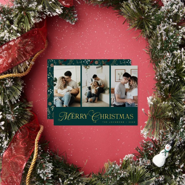 Modern Script 3 Photo Collage Merry Christmas (Insitu)