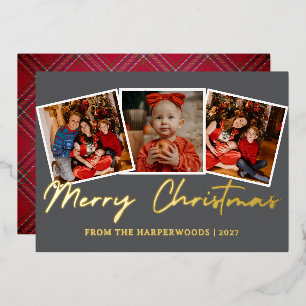 Modern Script 3 Photo Filmstrip Merry Christmas