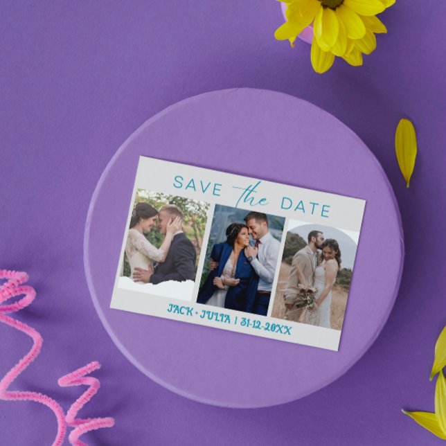 Modern Script 3 Photo Templates Save the Date (Creator Uploaded)