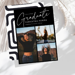Modern Script 3 Photos Geometric Graduation Announcement