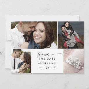 Modern Script 4 Photo Collage Save The Date