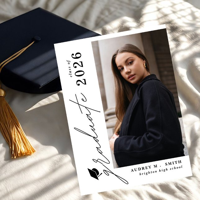 Modern Script 4 Photo Graduation Announcement (Creator Uploaded)