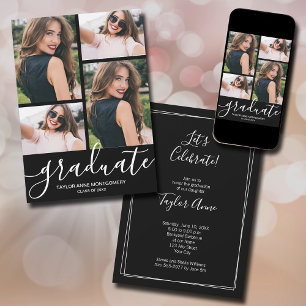 Modern Script 4 Photo Graduation Announcement