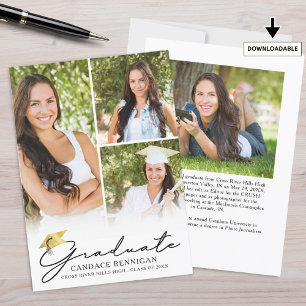 Modern Script 4 Photo Graduation Announcement