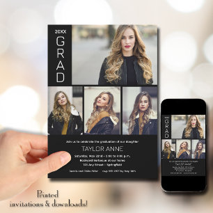 Modern Script 4 Photo Graduation Invitation