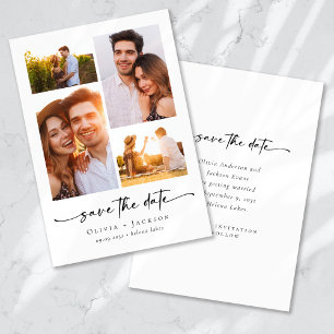 Modern Script   4 Photos Wedding Save The Date