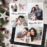 Modern Script 5 Photo Collage Christmas Cards<br><div class="desc">Minimalist Elegant Calligraphy Black Script 5 Photo Collage "Merry Christmas" Script Holiday Card in black and white. This festive, simple, whimsical five (5) photo holiday card template features a pretty grid photo collage and says „Merry Christmas” and „Happy Holidays” which greeting texts is written in a beautiful hand lettered bold...</div>