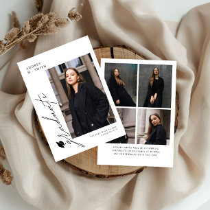 Modern Script 5 Photos Graduation Announcement