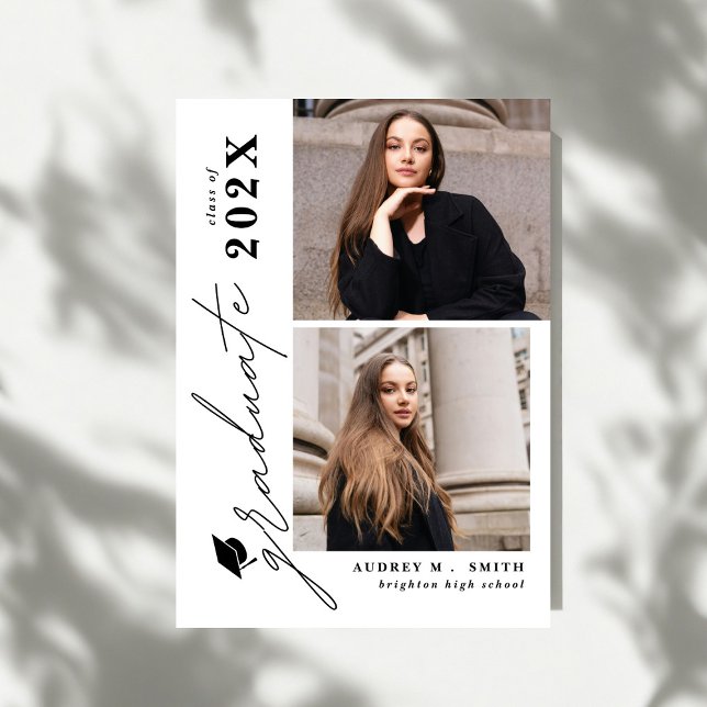 Modern Script 6 Photos Graduation Announcement (Creator Uploaded)