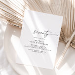 Modern Script 70th Birthday Party Invitation<br><div class="desc">This modern script 70th birthday party invitation is perfect for a minimalist birthday party. The simple black and white design features unique industrial lettering typography with modern boho style. Customisable in any colour. Keep the design minimal and elegant, as is, or personalise it by adding your own graphics and artwork....</div>