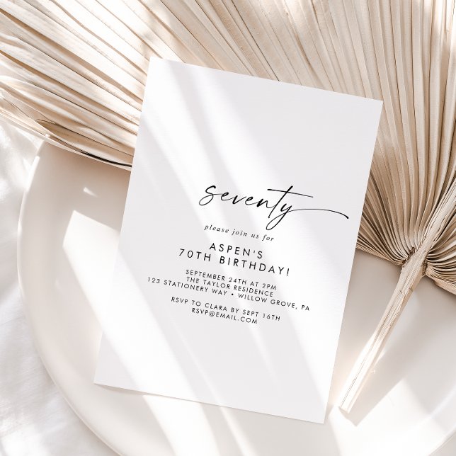Modern Script 70th Birthday Party Invitation (Creator Uploaded)