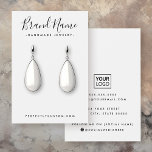 Modern script add logo white earring display card<br><div class="desc">White or custom color earring product display card with custom logo template,  social media icons and your brand in a modern script font.</div>
