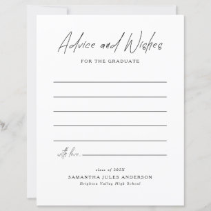 Modern Script Advice and Wishes Graduation Party