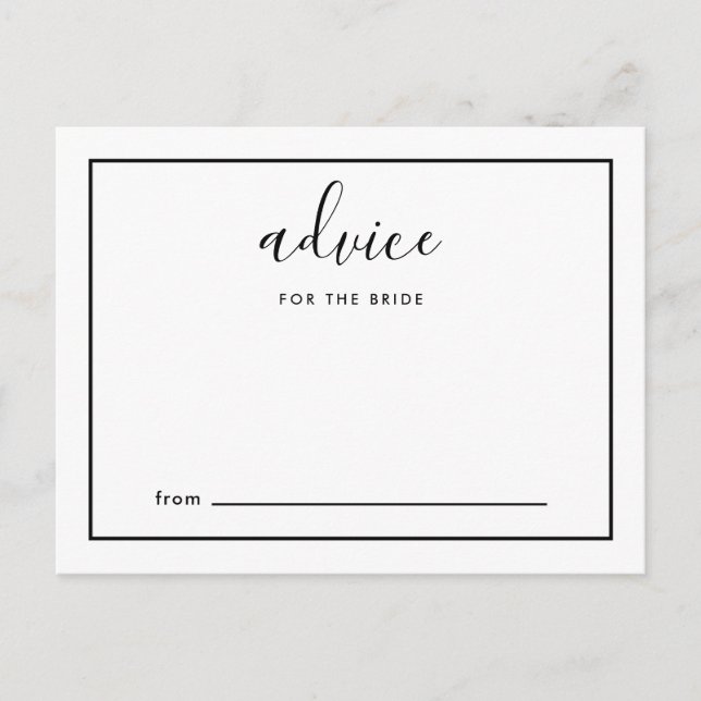 Modern Script Advice for the Bride Black and White (Front)