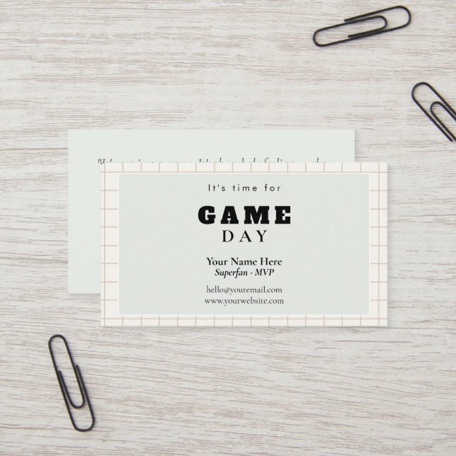 Modern Script	Aesthetic Business Card | game day (Front/Back In Situ)