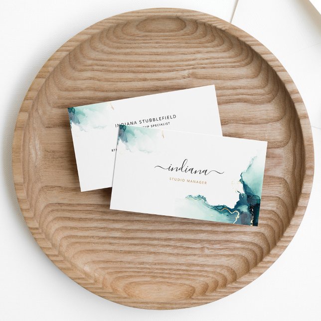 Modern Script Agate Monogram Name Business Card (Creator Uploaded)