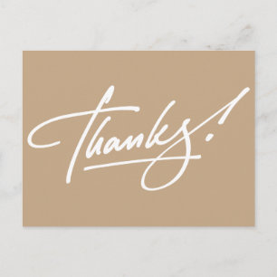 Modern Script Almond Brown Thank You Card