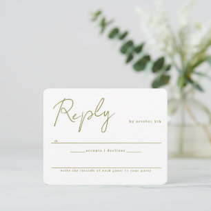 Modern Script and Dove Wedding RSVP Card