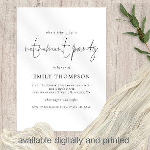 Modern Script Any Colour Retirement Party  Invitation
