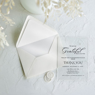 Modern script appreciation party ,grateful party acrylic invitations