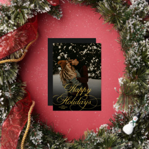 Modern Script & Arch 1 Photo Gold Christmas Card