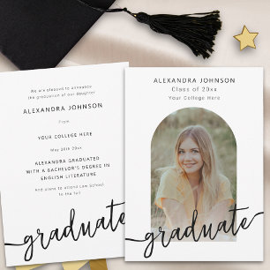 Modern Script Arch Photo Graduation Announcement