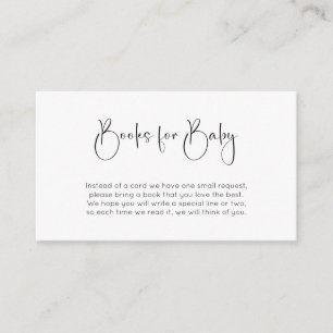 Modern Script Baby Shower Books for Baby Enclosure Card