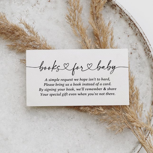Modern Script Baby Shower Books for Baby Enclosure Card (Creator Uploaded)