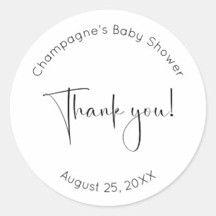 Modern Script Baby Shower Classic Round Sticker