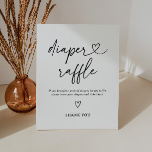 Modern Script Baby Shower Diaper Raffle Sign