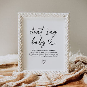 Modern Script Baby Shower Don't Say Baby Sign