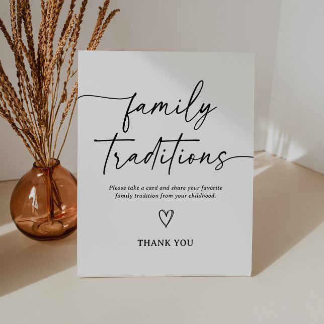 Modern Script Baby Shower Family Traditions Sign (Creator Uploaded)