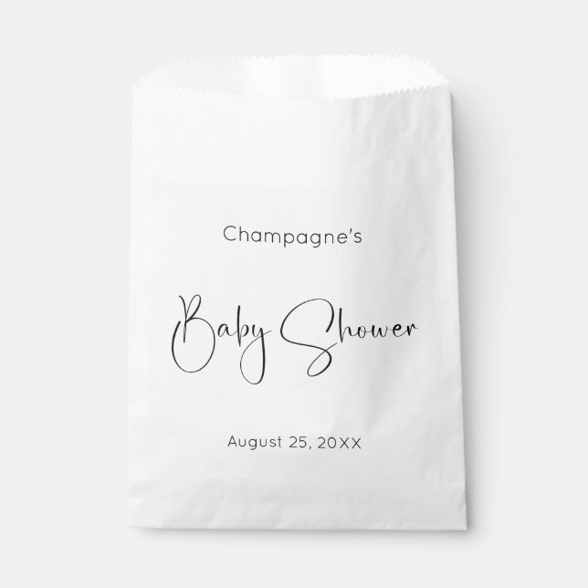 Modern Script Baby Shower Favour Bags (Front)